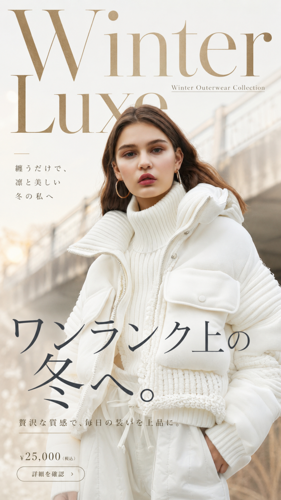 冬アウター販促バナーのキービジュアル（バナーの制作例）